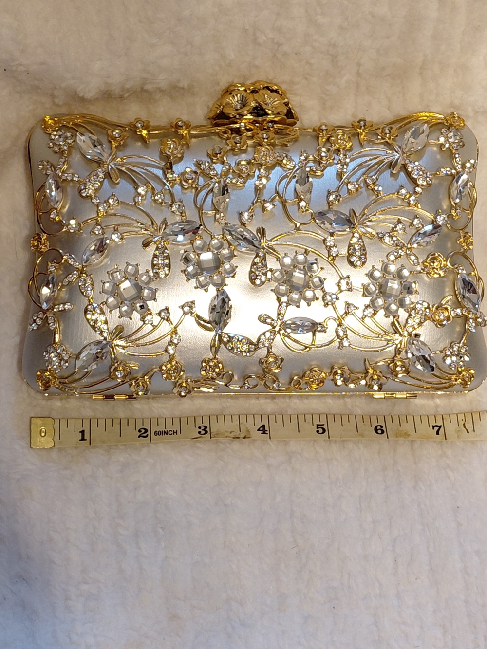 Gold and Silver Crystal Embellished Evening Clutch - Picture 2 of 2